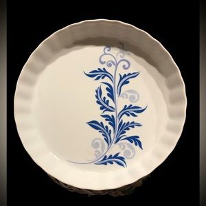 Vintage Evesham Vale Ceramic Fluted Round Pie Pan Baking Dish / Quiche Tart Flan